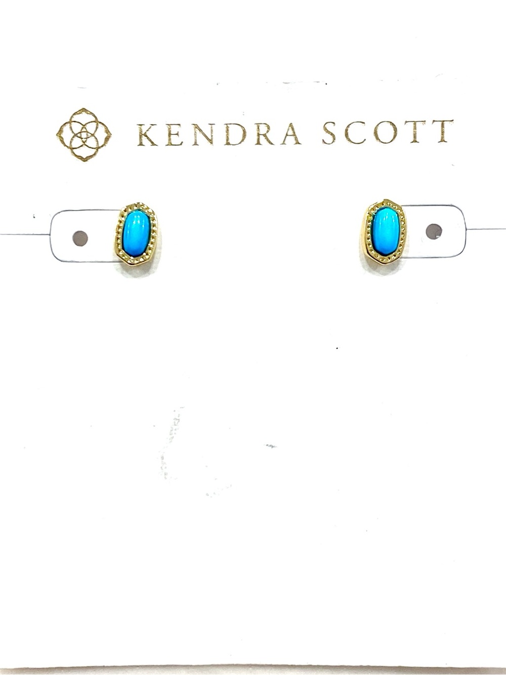 Kendra Scott Gold and Bright Turquoise Oval Stud Earrings